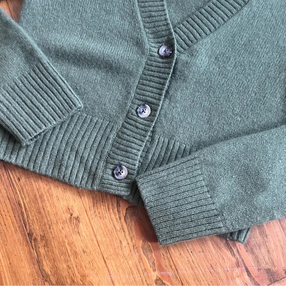 ELYSEWALKER Dove Cropped Cashmere Cardigan Bayleaf Olive‎ Green Luxurious size S - Picture 10 of 16